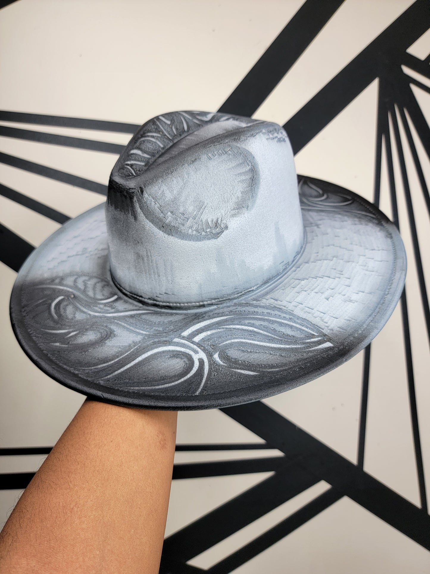 Gray/Black Wide Brim Fedora