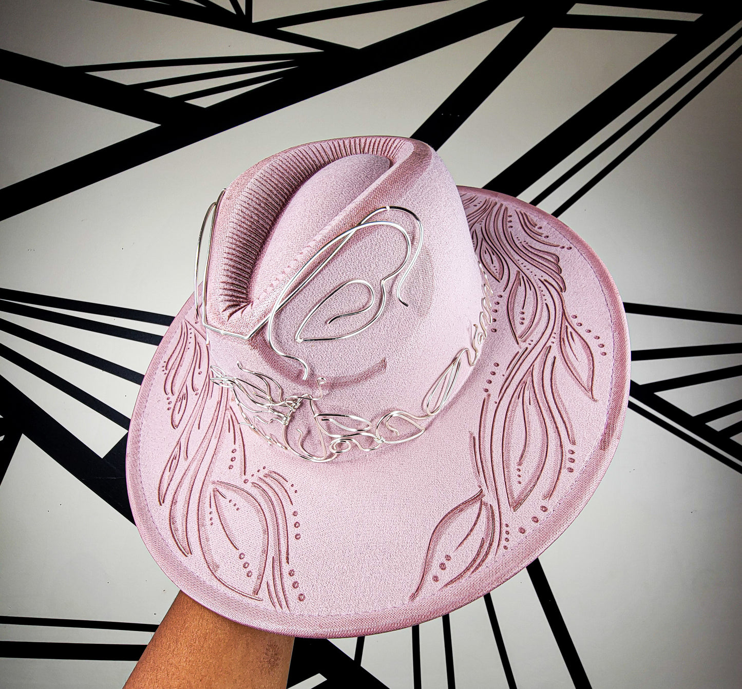 Pink/Silver Wire Wide Brim Fedora