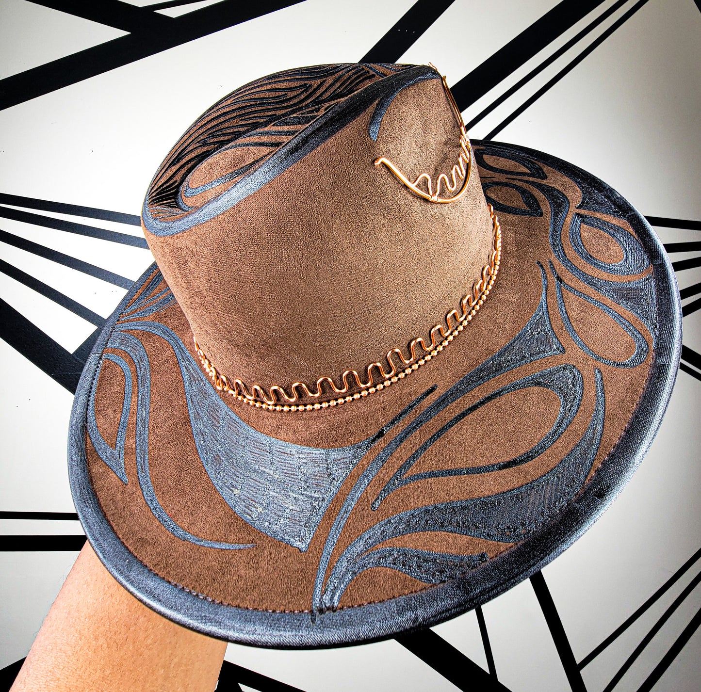 Brown/Copper Wire Wide Brim Fedora