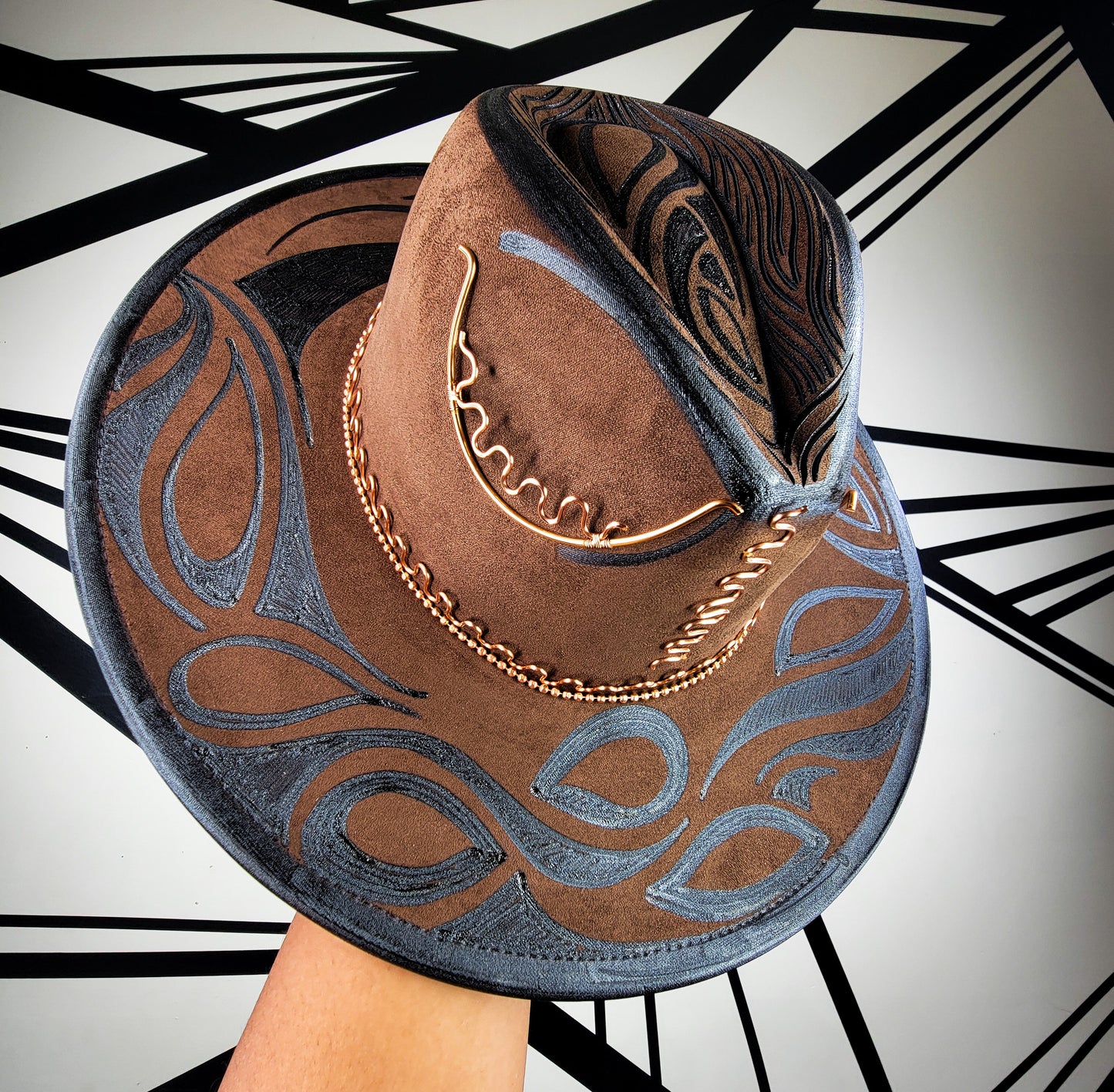 Brown/Copper Wire Wide Brim Fedora