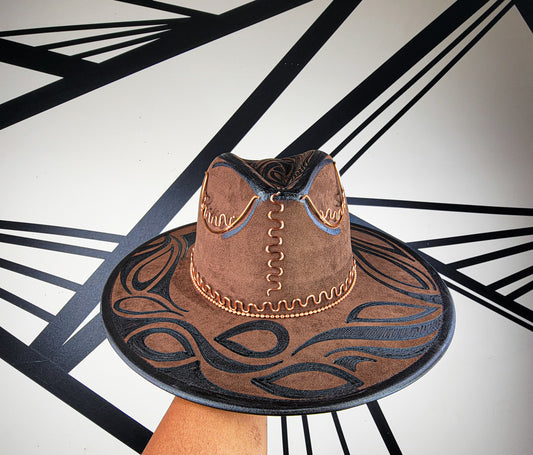 Brown/Copper Wire Wide Brim Fedora