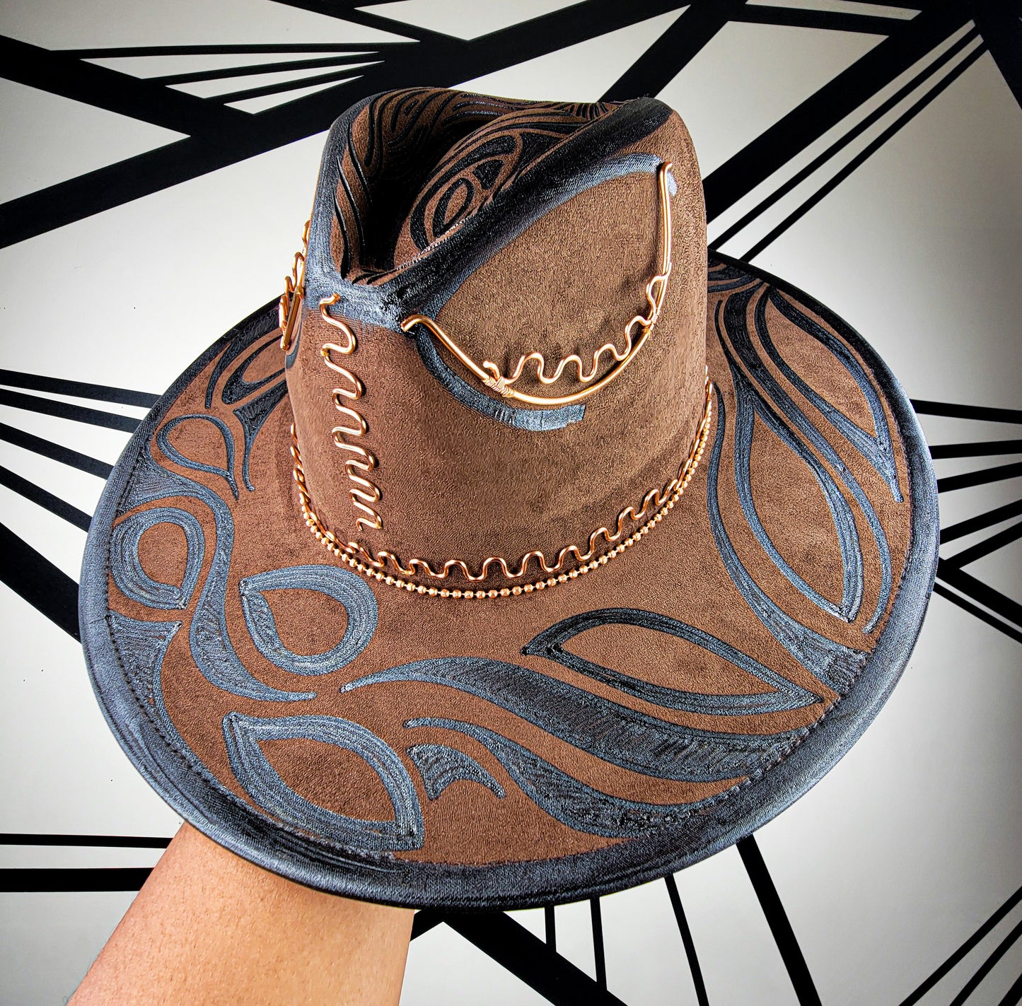 Brown/Copper Wire Wide Brim Fedora