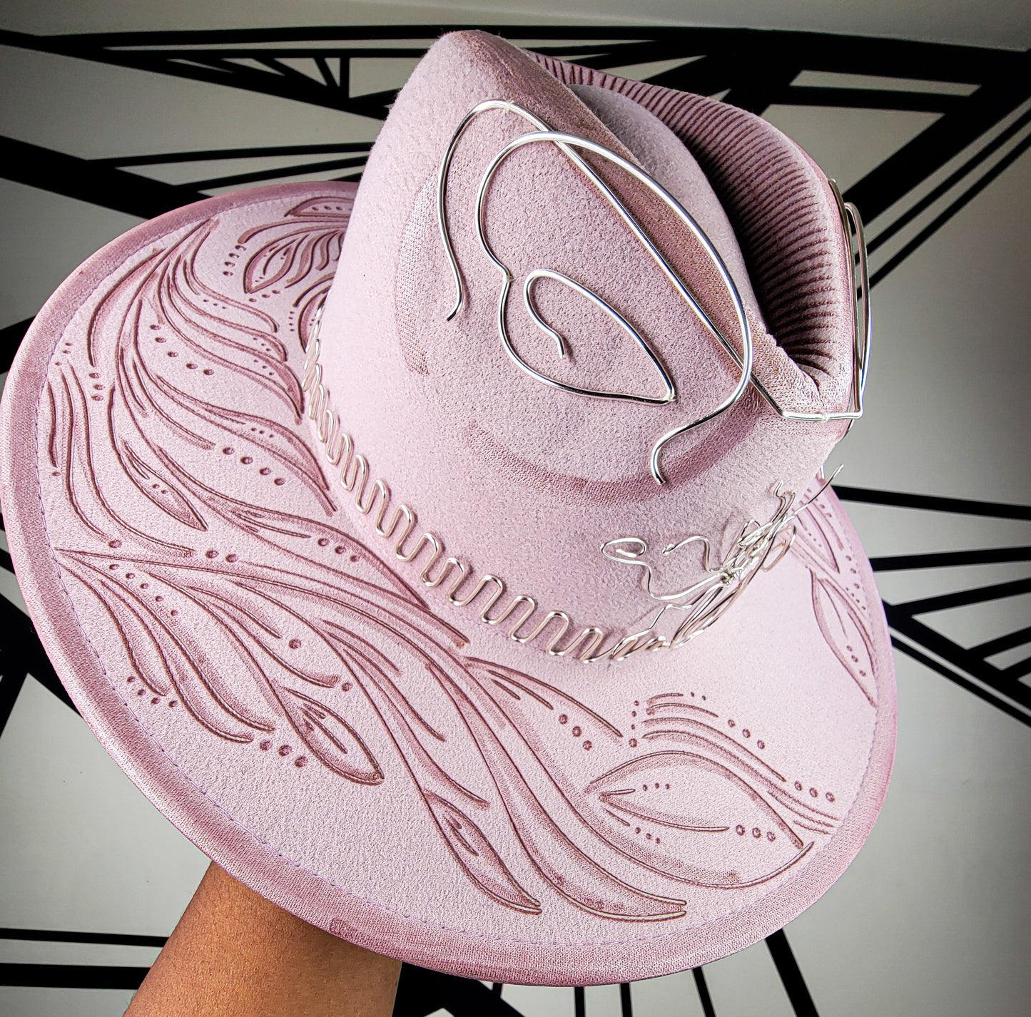 Pink/Silver Wire Wide Brim Fedora