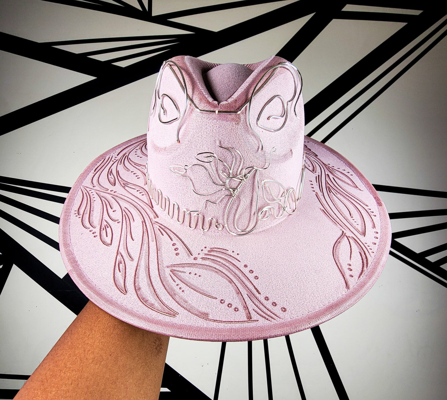 Pink/Silver Wire Wide Brim Fedora