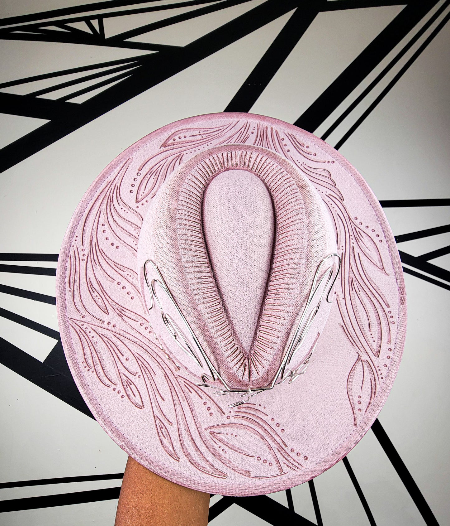 Pink/Silver Wire Wide Brim Fedora