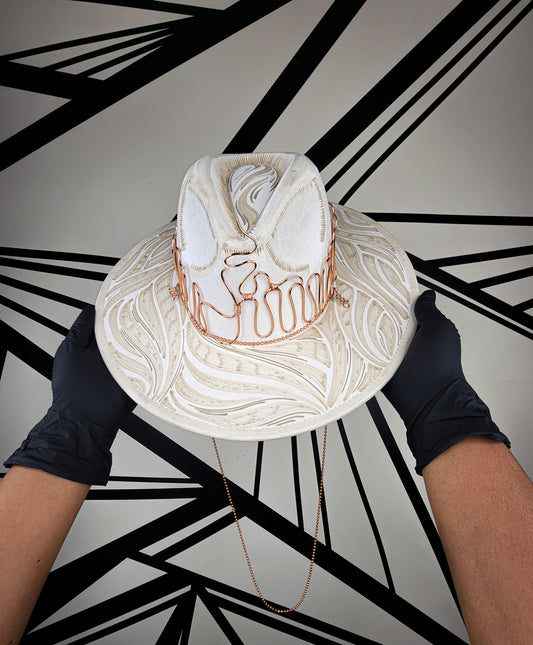 Copper Wire Wrapped Cream Fedora